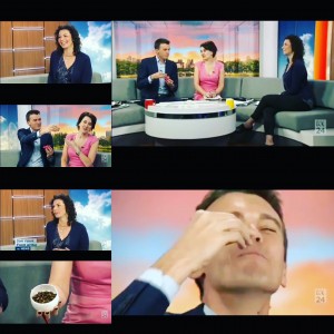 Dani Valent discusses edible insects on ABC TV, and brings in bug muffins for the hosts to try.