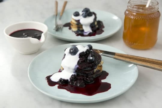 Coconut Pancakes with Blueberry Syrup